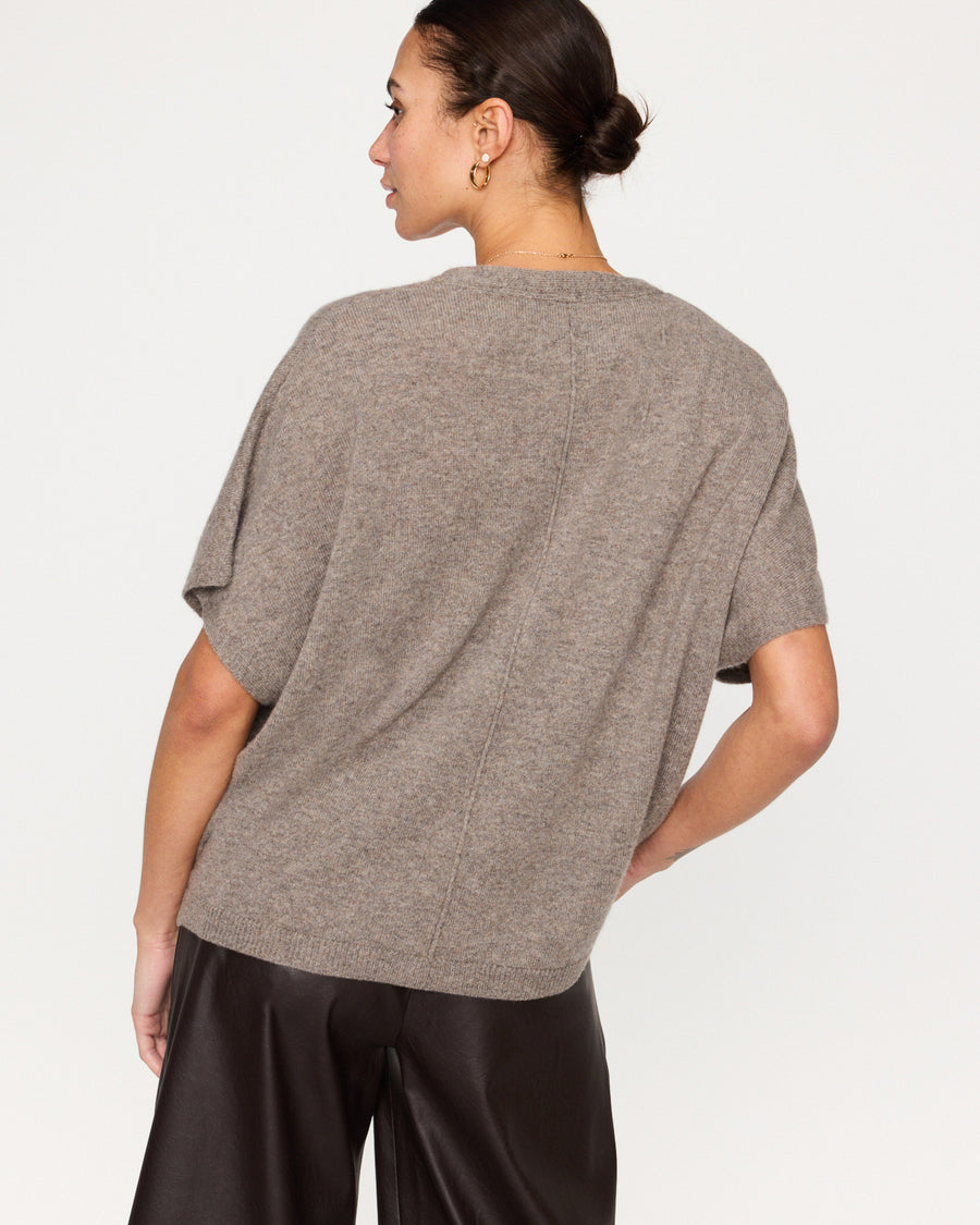 Ophi cashmere grey v-neck t-shirt top back view 2