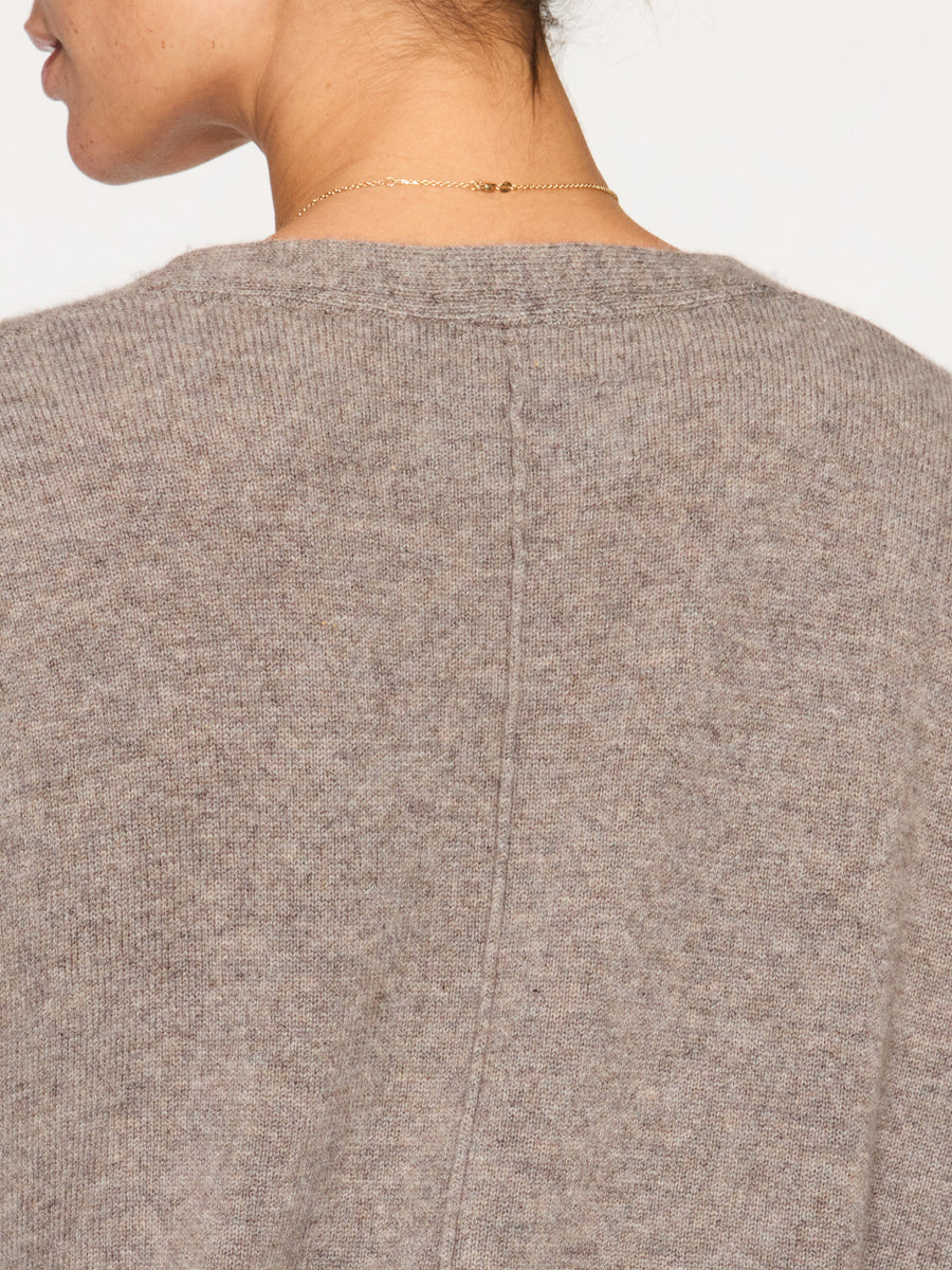 Ophi cashmere grey v-neck t-shirt top close up