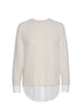 Parson cashmere-wool layered crewneck white sweater flat view