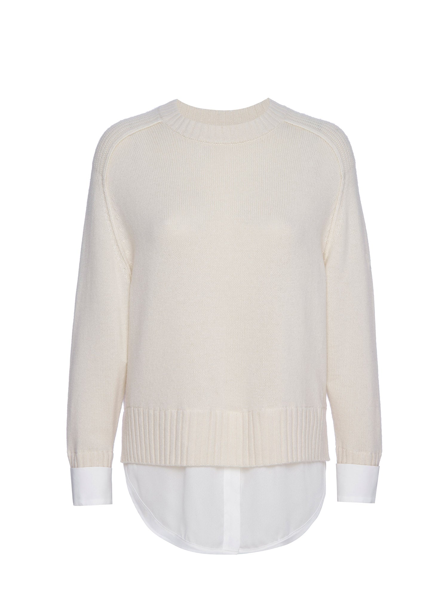 Parson cashmere-wool layered crewneck white sweater flat view