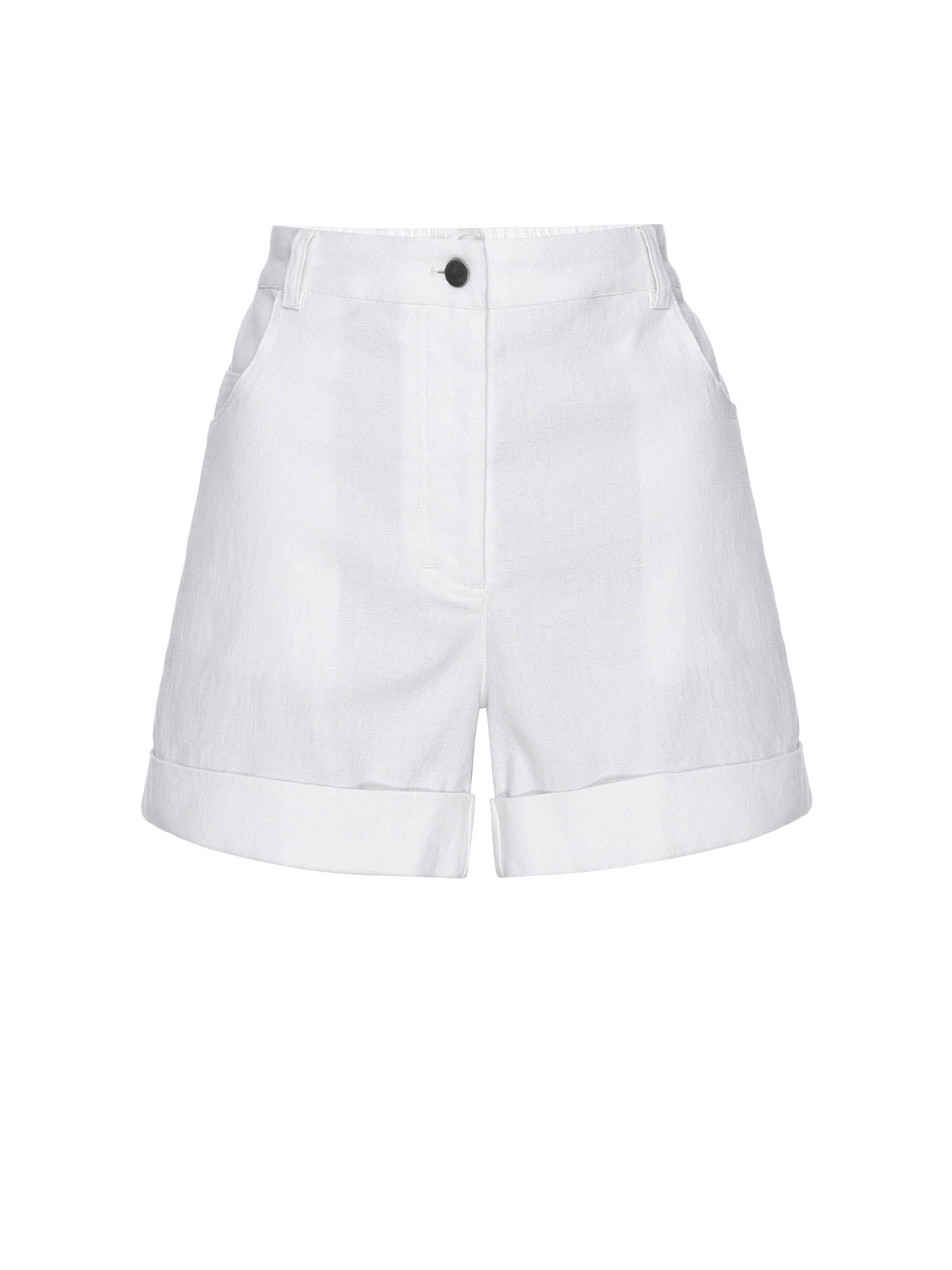Pippa rolled and tacked cuffs white short flat view 