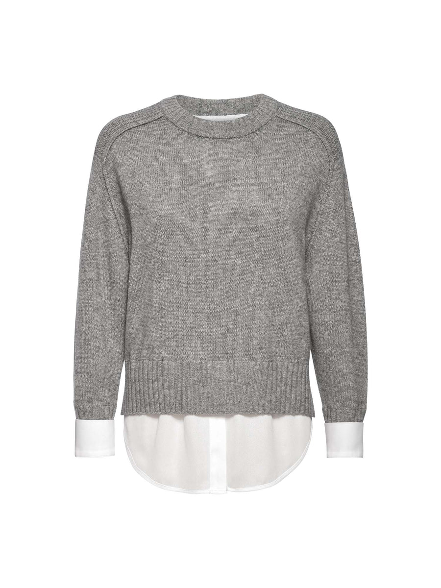 Parson cashmere-wool layered crewneck grey sweater flat view