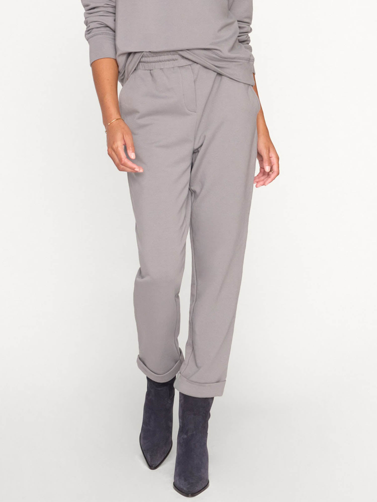 Penn French Terry grey ankle pant front view