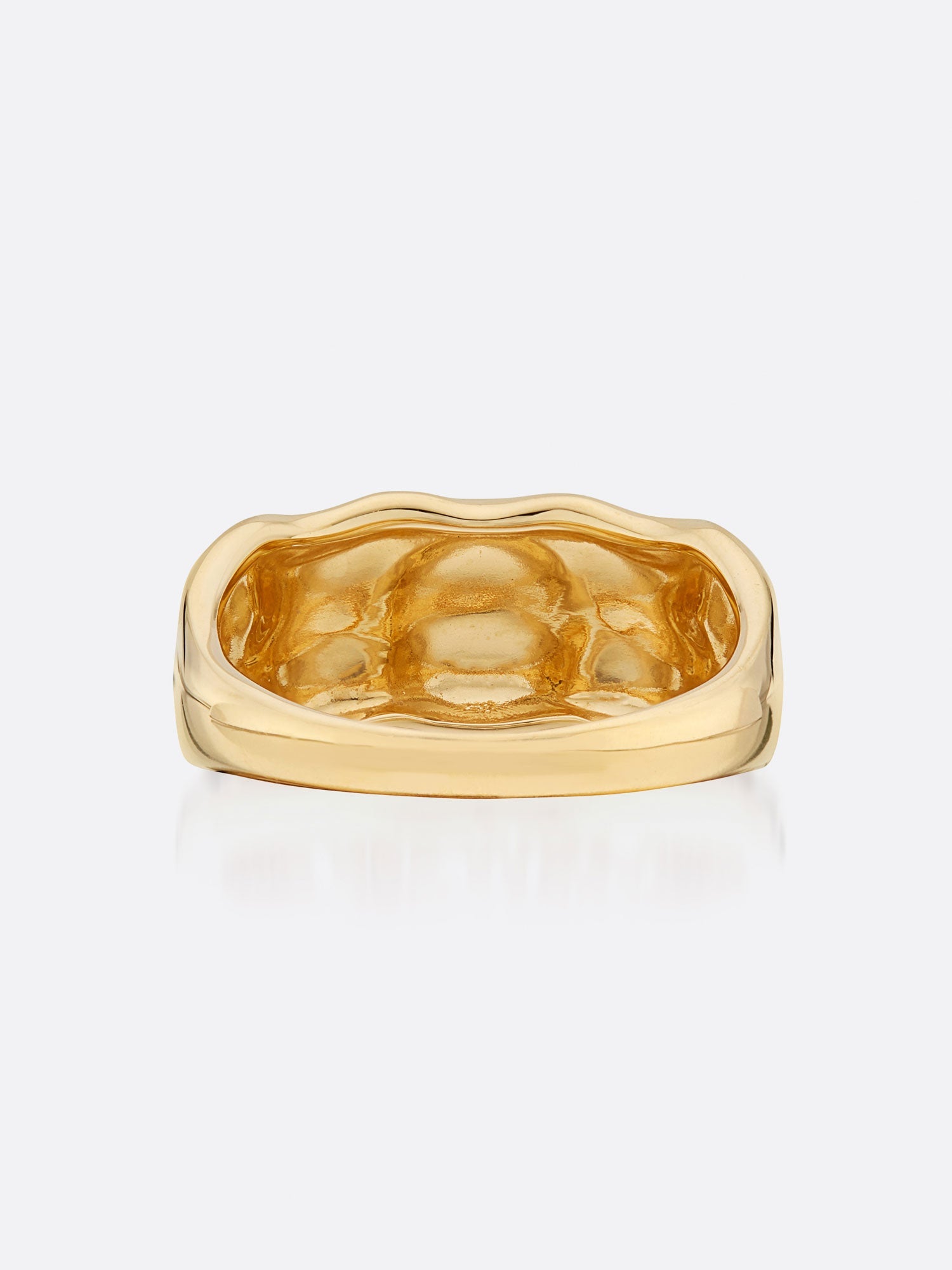 18k Yellow gold pavé diamond band ring inside view