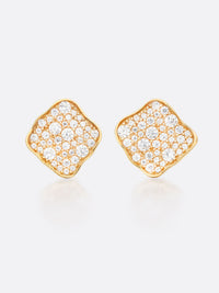 18k Yellow gold pavé diamond stud earrings 