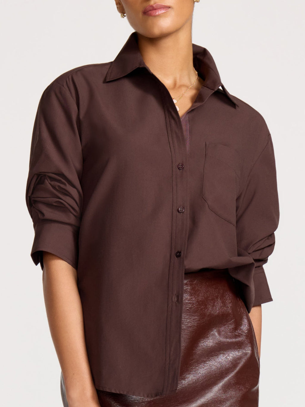women's brown dress shirt Pia in Java | Brochu Walker L FEMME FATALE Please carefully review the Size:Size 16-28 Wholesale Hosiery- Taylor Black
