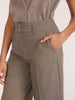 Reece high-waisted trousers in gravel melange, close-up with belt and side pockets