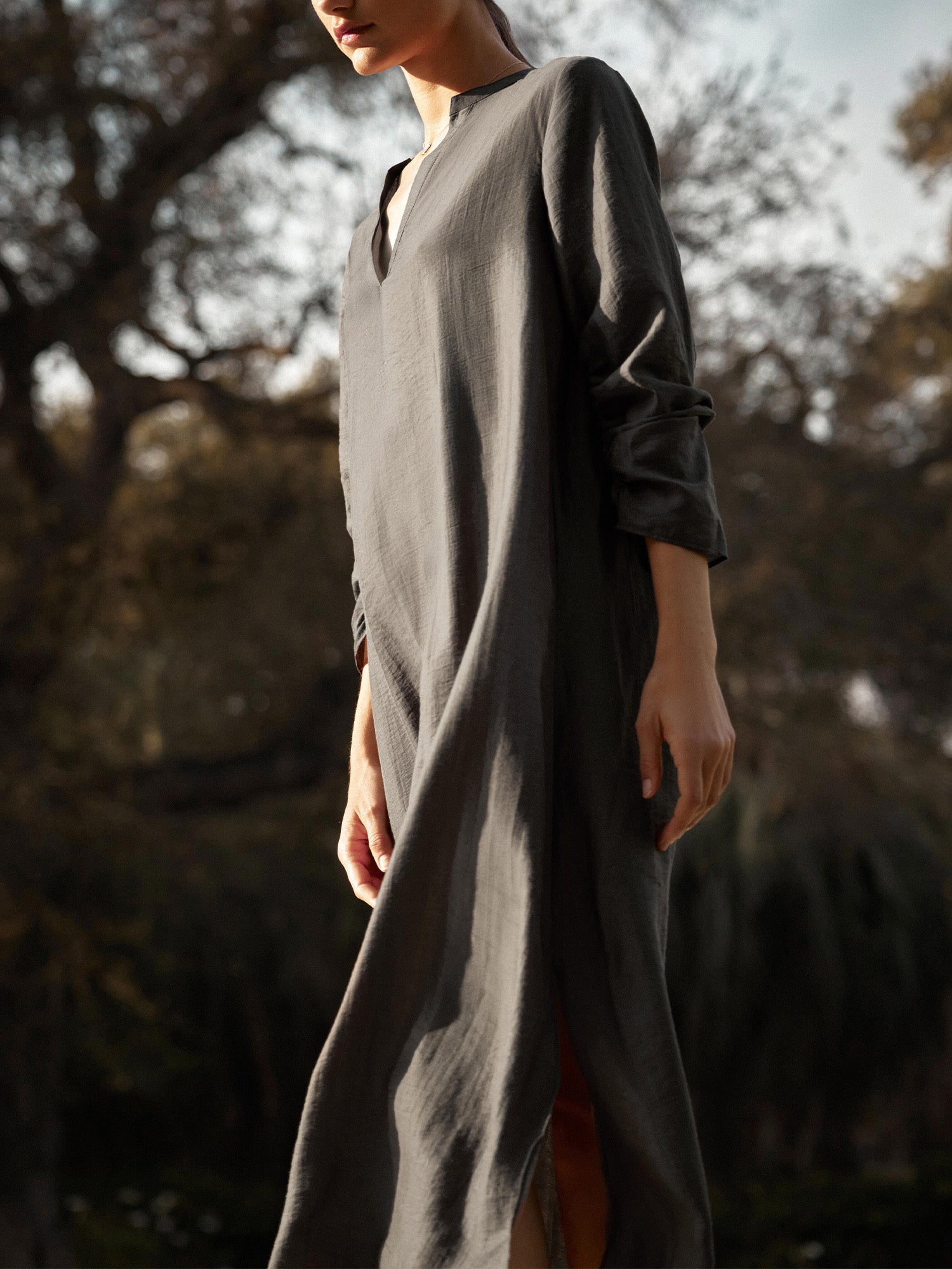 The Sedna Voile Kaftan in Brownstone | M