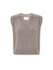 Ren sweater vest in otter melange, a sleeveless V-neck knit vest shown flat on a white background.