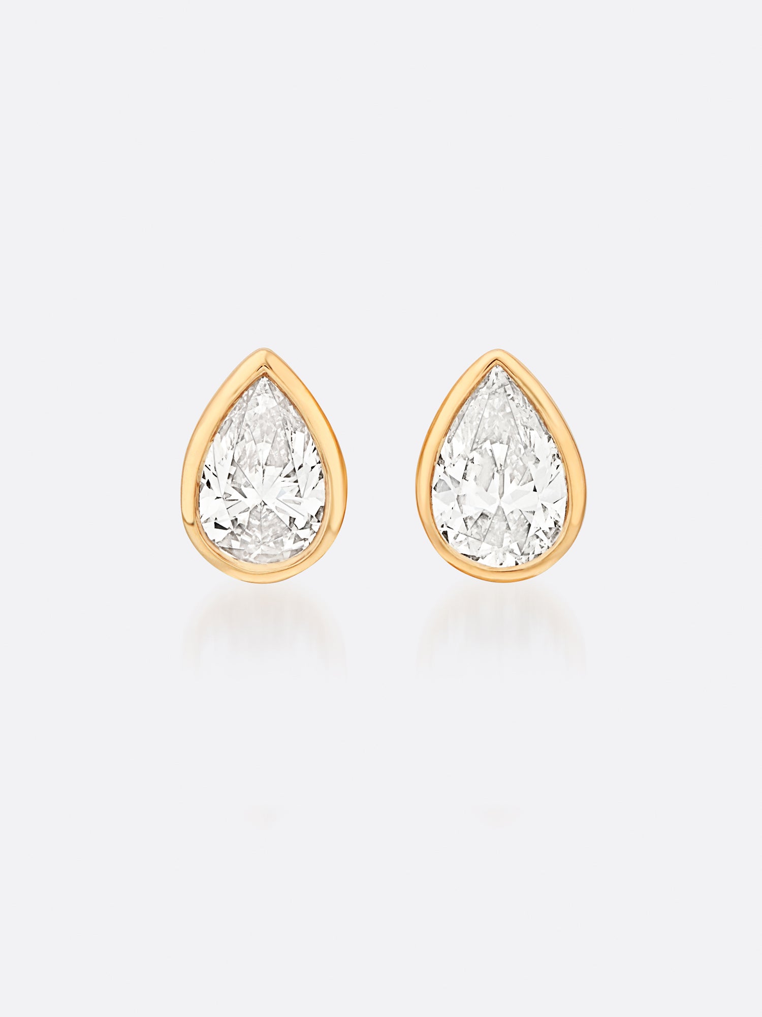 18k yellow gold Romance Pear Diamond Droplet earrings front view