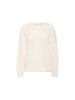 Knitted womens pullover in natural beige with crew neckline and long sleeves