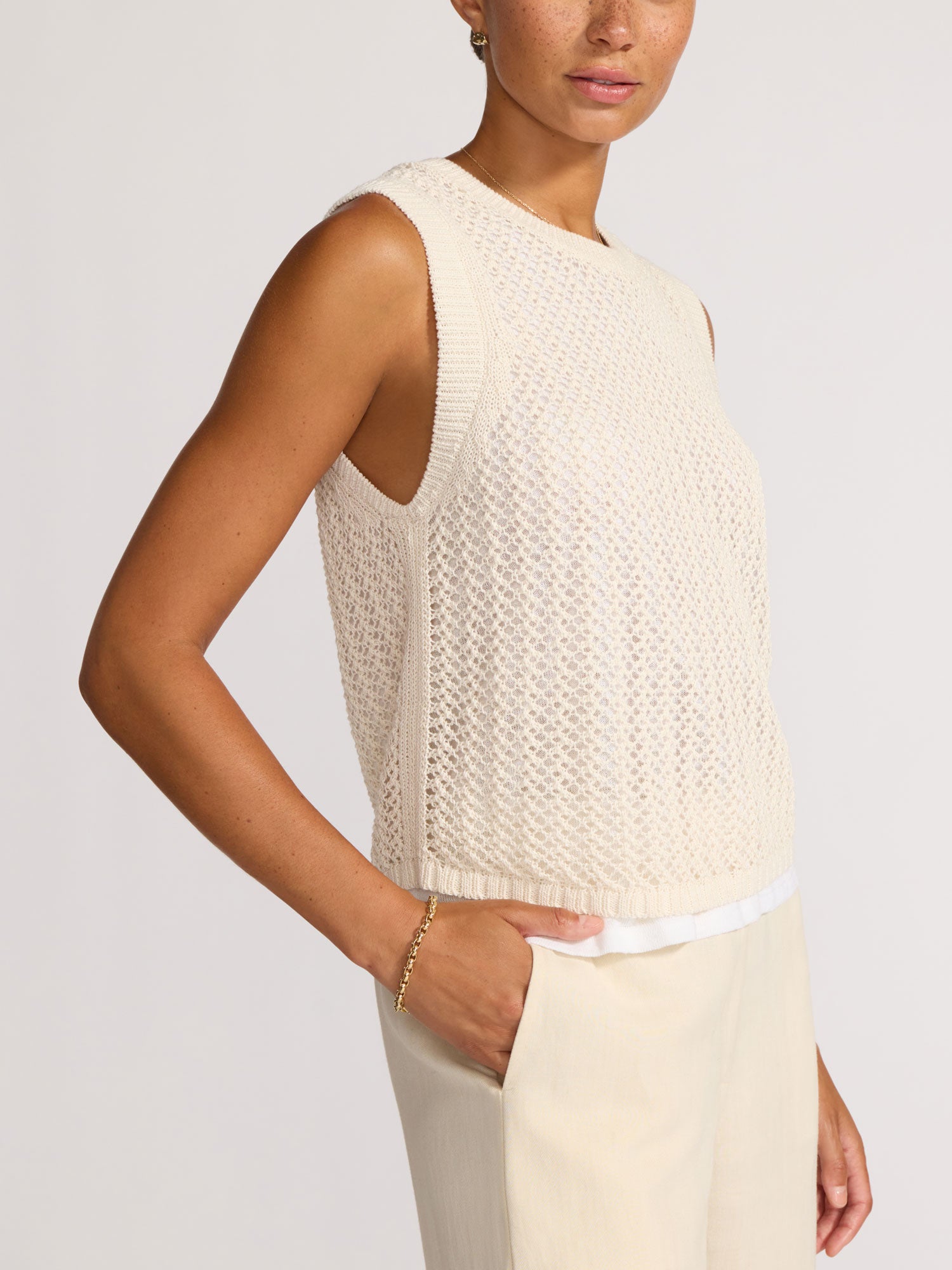 White Sabine Layered Tank Ivory | Brochu Walker