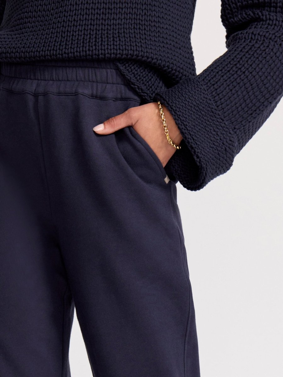 Navy Terry Lounge Pant Wide | Brochu Walker