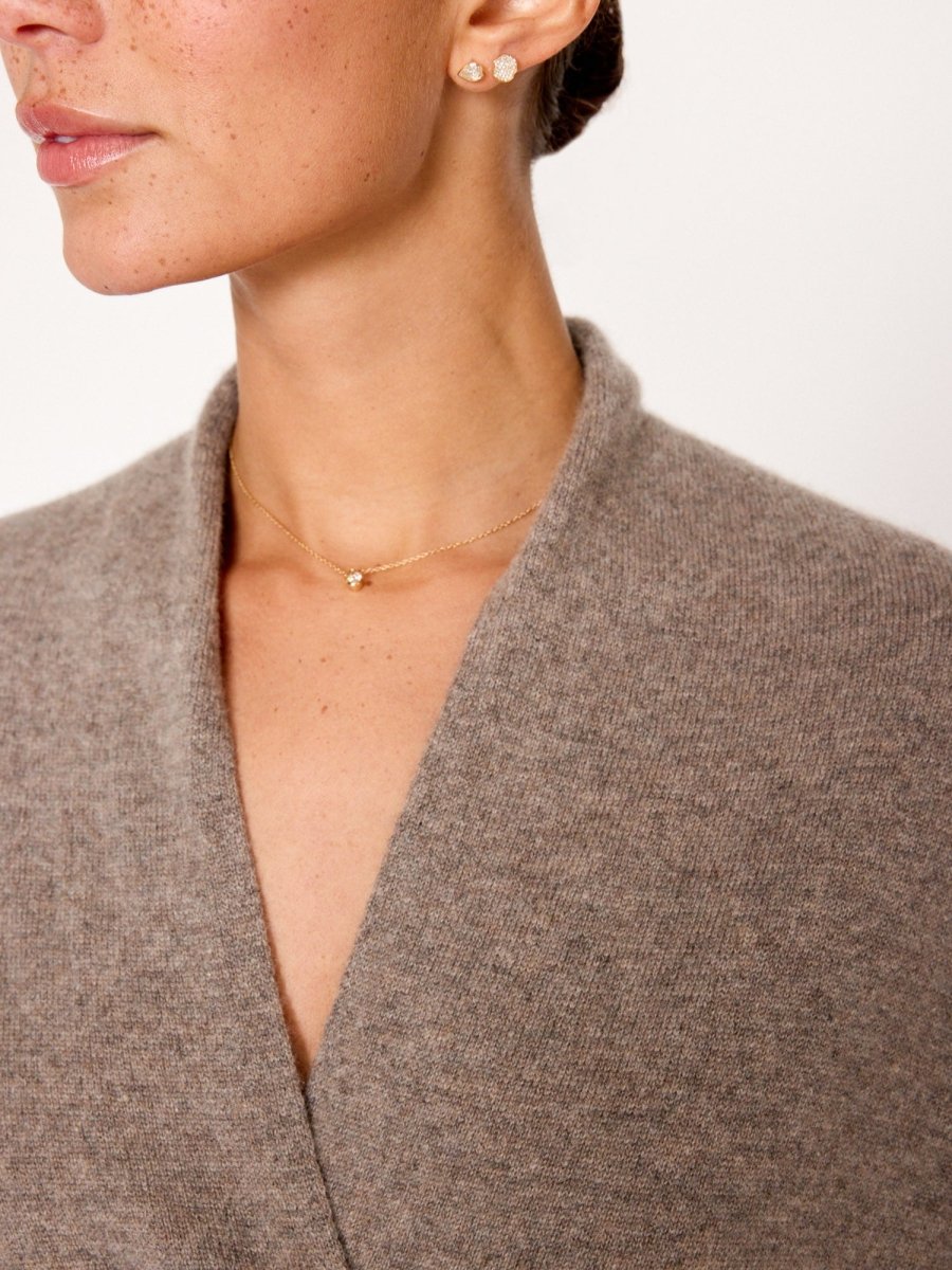 Siena V-neck pullover grey sweater closeup view
