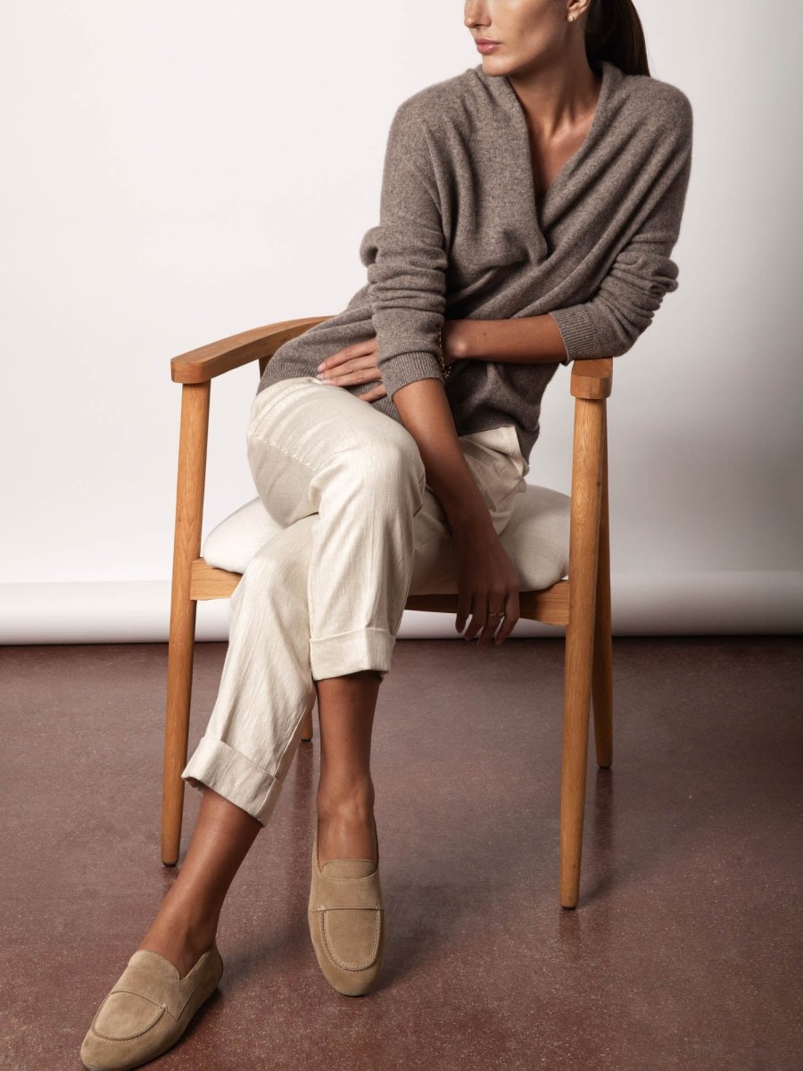 The Siena Wrap Neck Cashmere Pullover