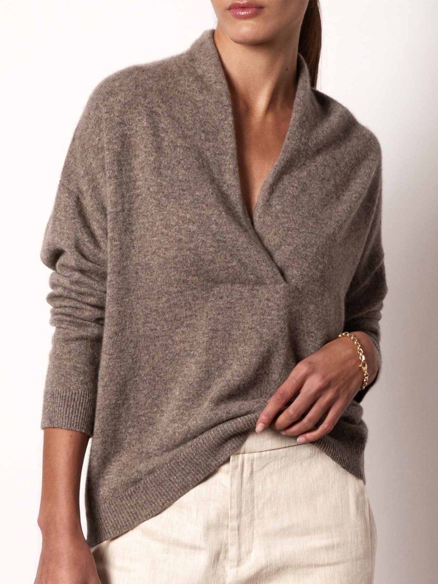 The Siena Wrap Neck Cashmere Pullover