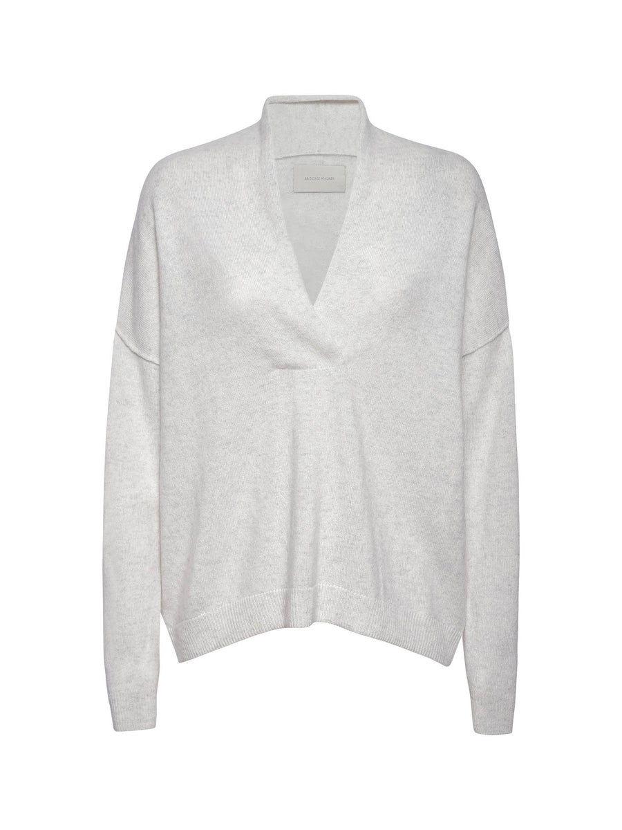 Siena v-neck pullover white sweater flat view