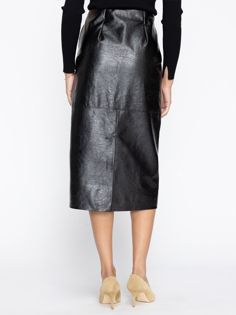 Women's Irene Vegan Leather Skirt in Black Onyx Brochu Walker