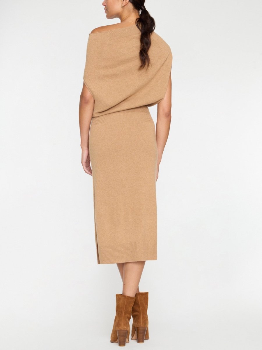 brown cashmere dress Brochu Walker Lori Sleeveless in Tan high boots to complete What Goes With Brown 50OFFSELECTS125 COLOR:Ivory/Pearl