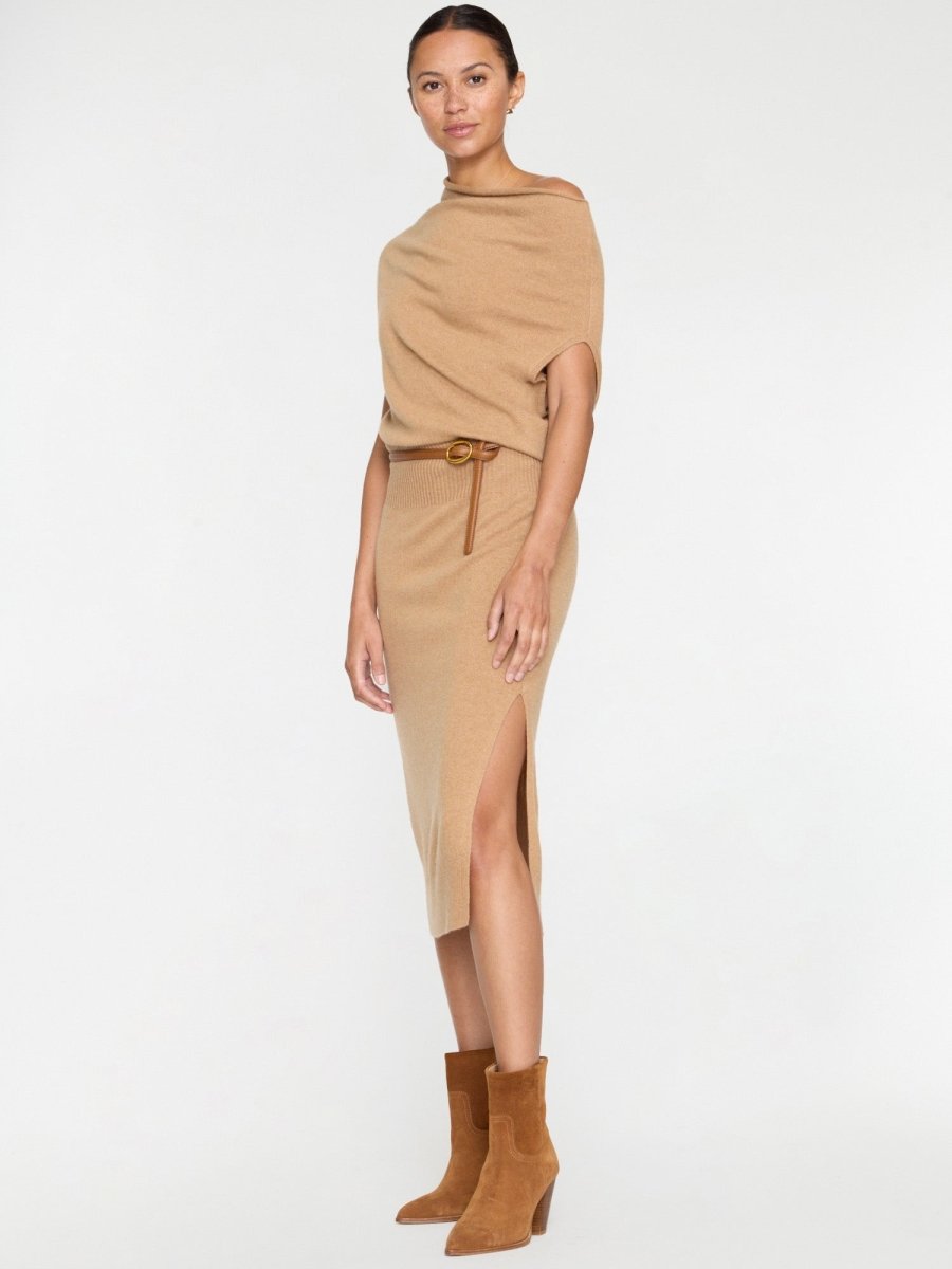 Brown Sleeveless Cashmere Dress