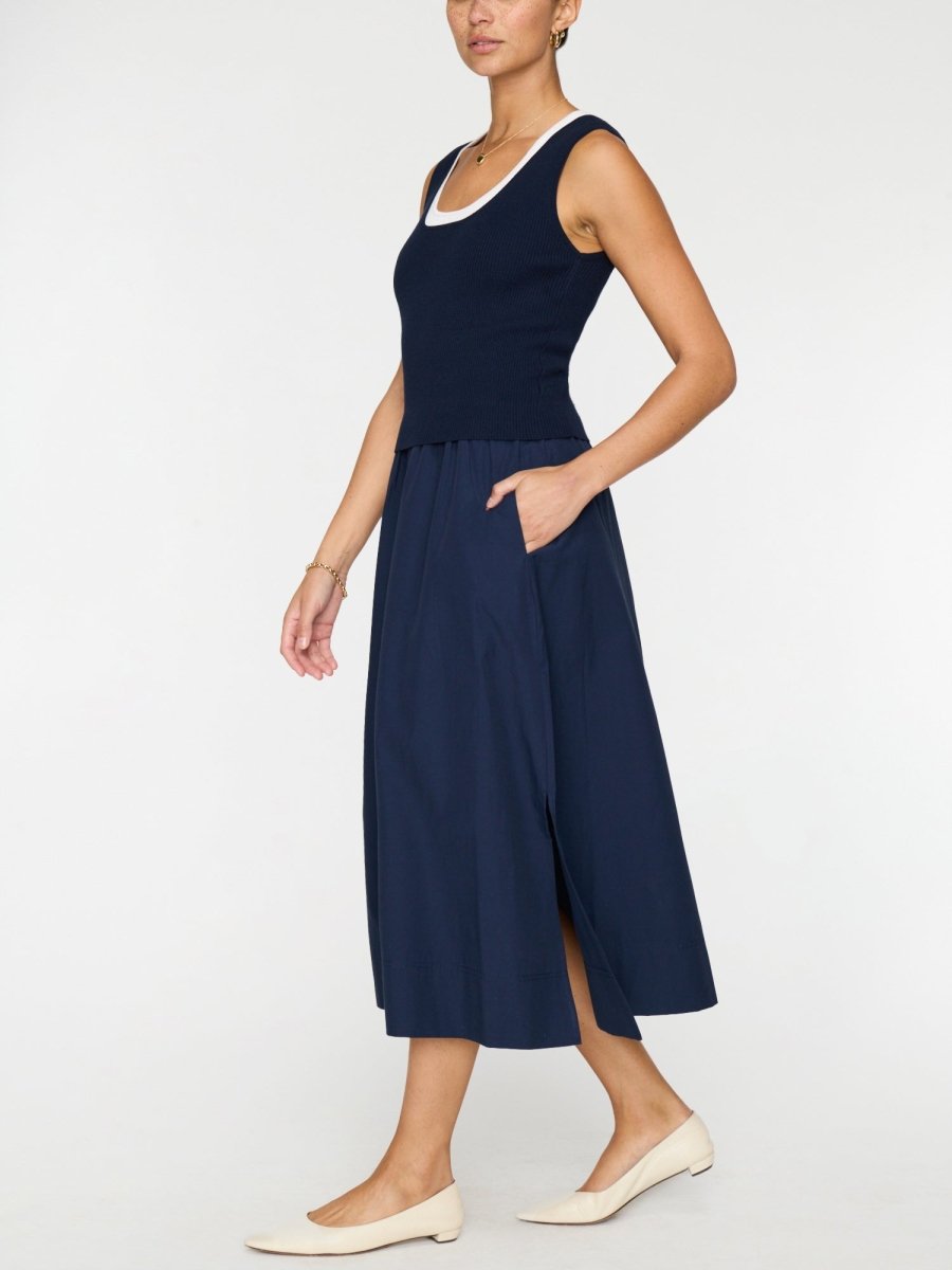 Women's Sofia Sleeveless Dress in Navy with White | Brochu Walker XS | Navy with White Women's Sofia Sleeveless Dress in Navy with White | Brochu Walker XS | Navy with White