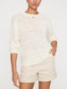 Relaxed fit womens knit pullover in soft neutral knit with straight hem and casual style