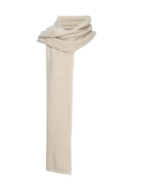 Cashmere fringe ivory wrap flat view