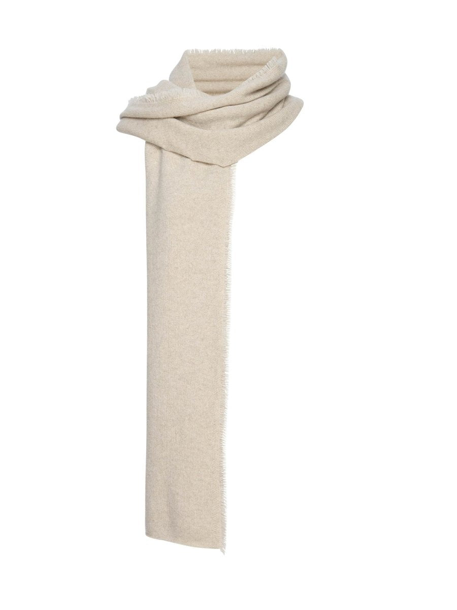 Cashmere fringe ivory wrap flat view