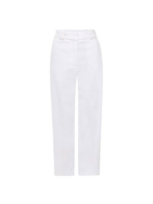 Talia white cropped cotton linen pant flat view