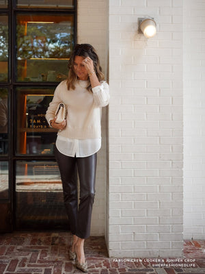 Parson cashmere-wool layered crewneck white sweater full view 3