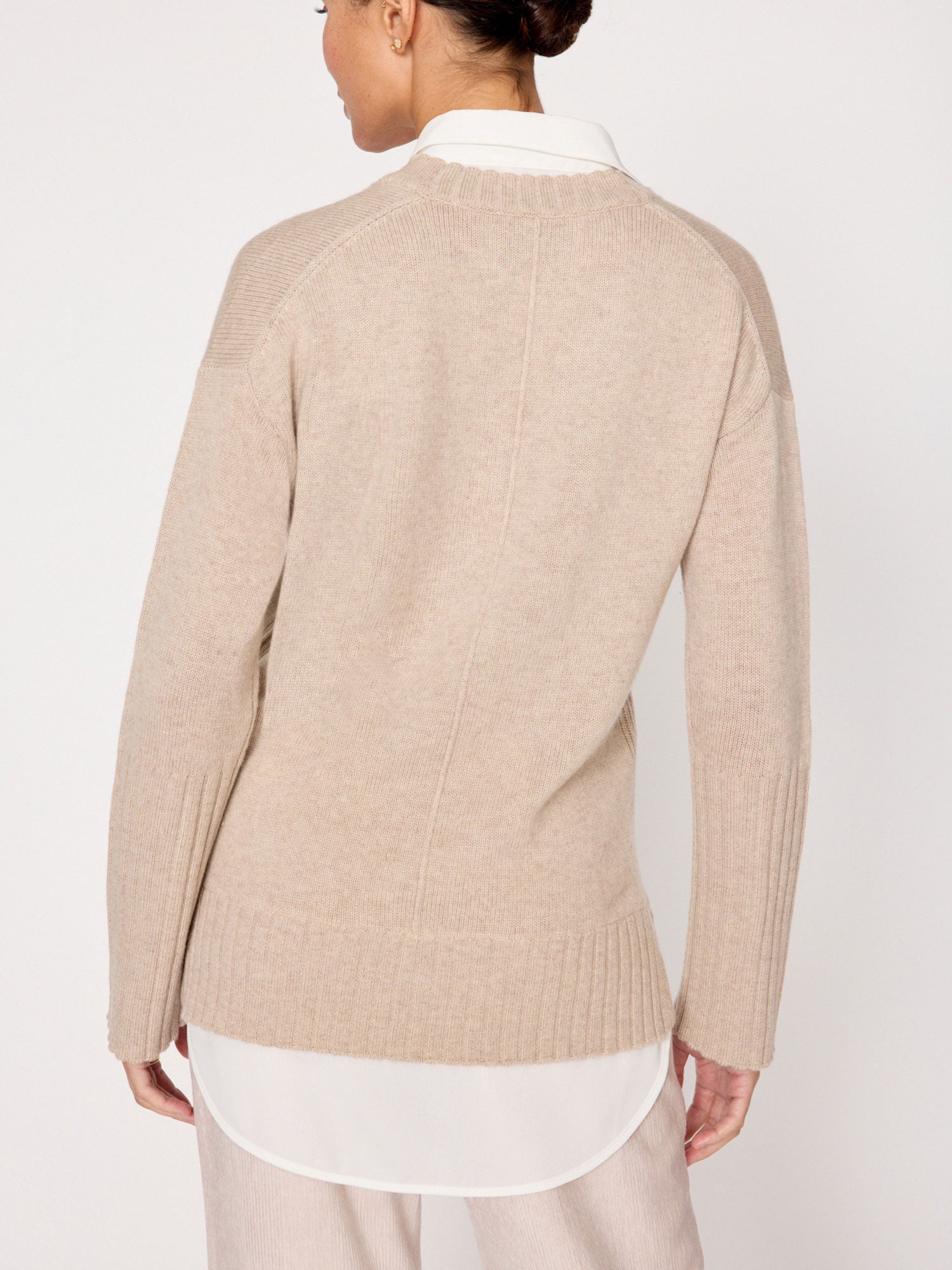 Women's Tatum Layered V Neck Looker in Dune Mélange with Women's Tatum Layered V Neck Looker in Dune Mélange with
