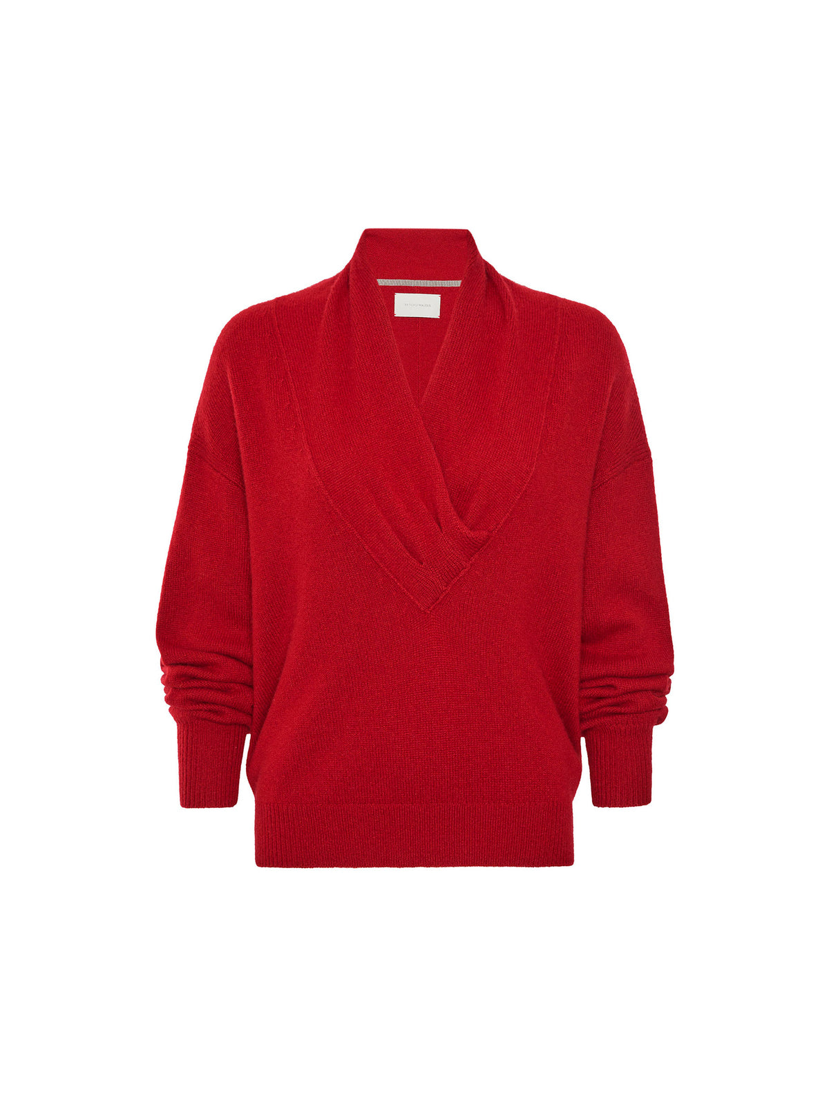 The Tobi Wrap Cashmere Sweater in Crimson