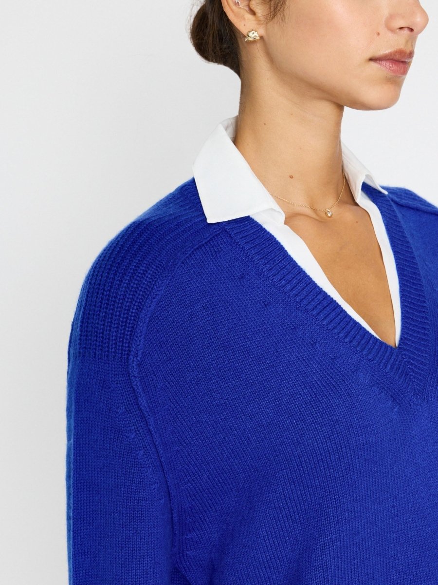Blue V Neck Layered Pullover Lapis | Brochu Walker
