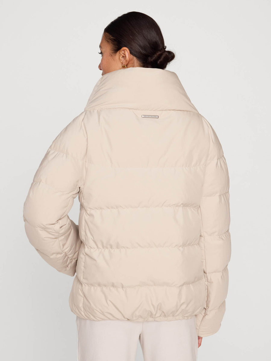Vail nylon down beige puffer jacket back view