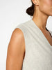 Light grey vest tank layered sweater close up