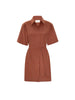 Villa dress in Tuscany, a short-sleeve collared shirt dress with a chest pocket and matching waist tie, shown on a white background.