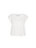 Ivory Yara Top, a women's short sleeve shirt with a scoop neck and elasticized bubble hem, on a white background.