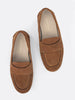 Pair of tan suede loafers in Brochu Walker's Avalon style on a white background.