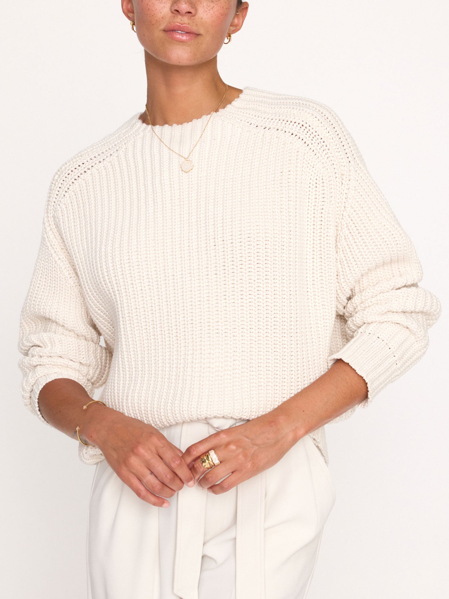 Beckett Pullover off-white sweater front view 2