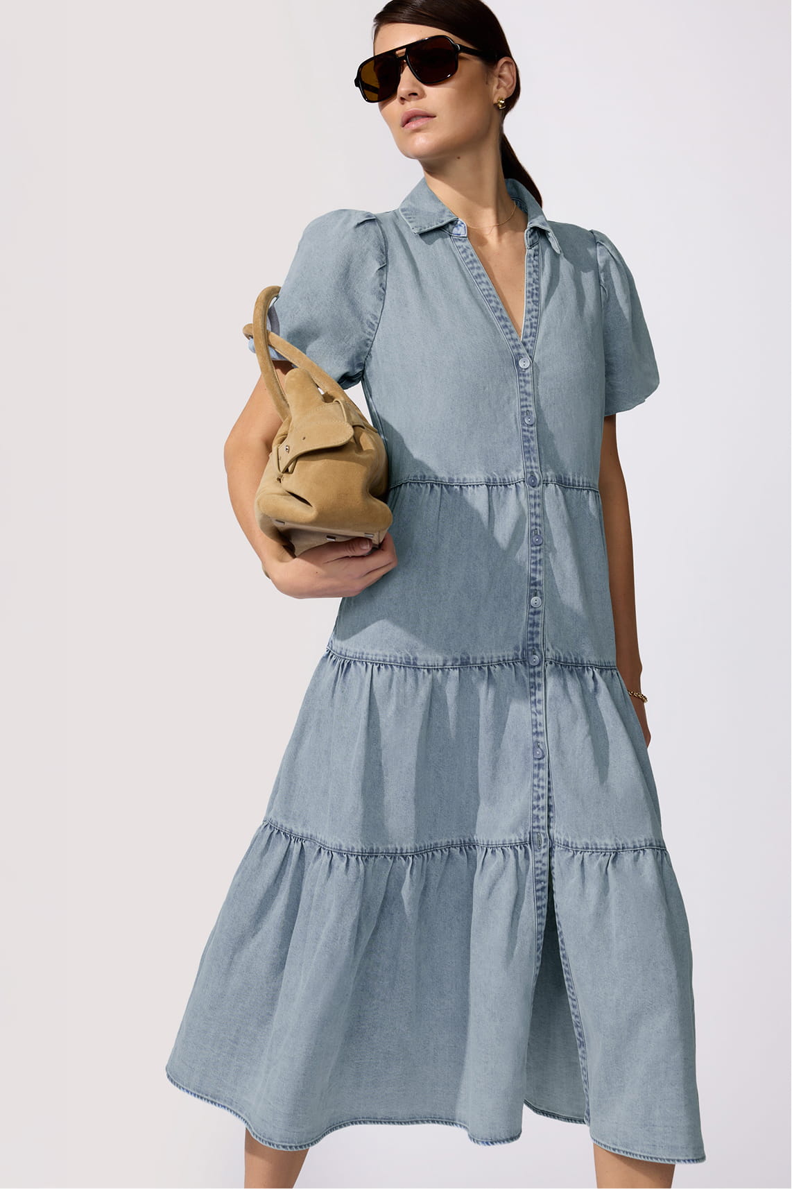 brochu walker denim dress The Havana Denim Dress in California Wash | XS | Brochu Walker