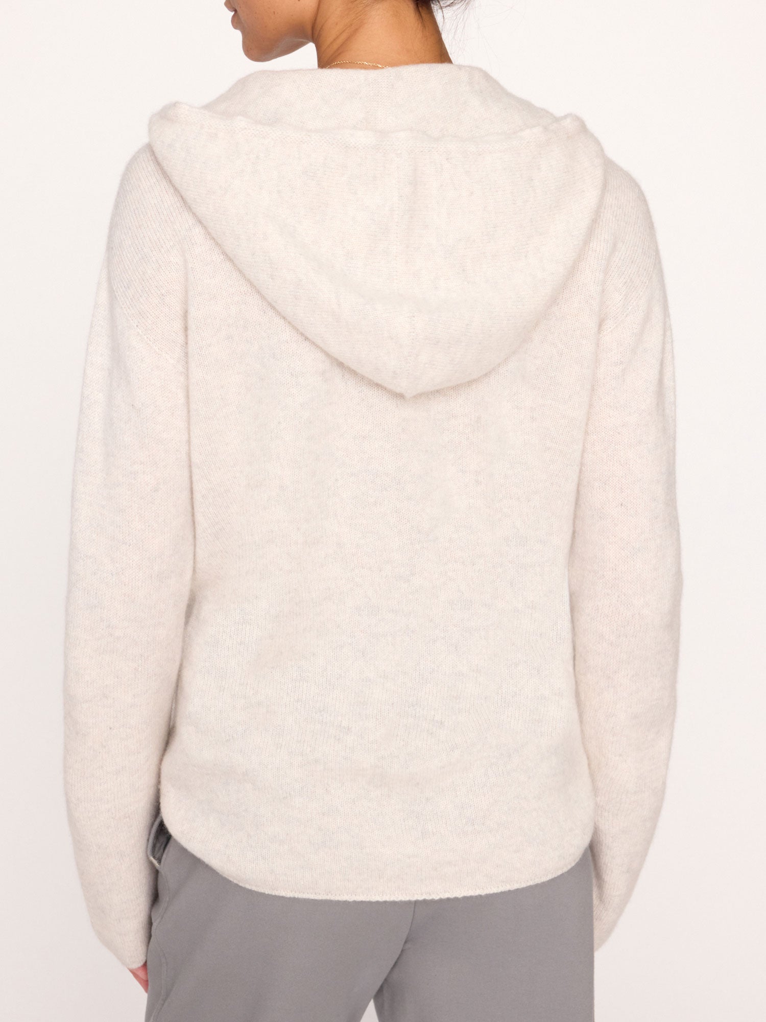 Cashmere beige hoodie sweater back view