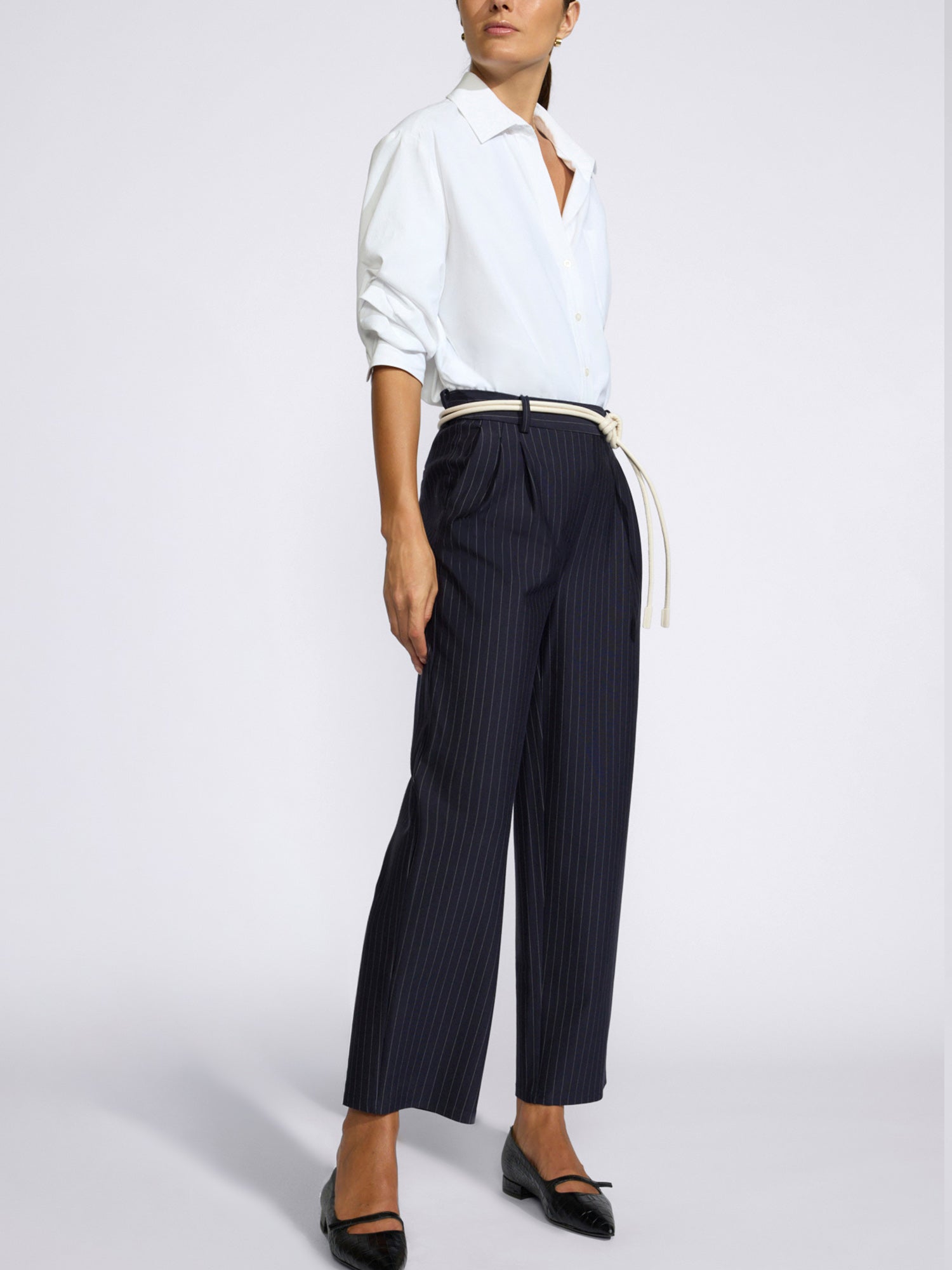 Women's Declan Pant in Navy Pinstripe | Brochu Walker