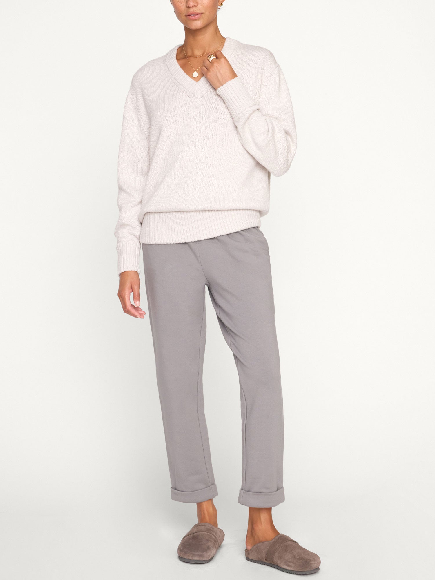 Penn French Terry grey ankle pant full view
