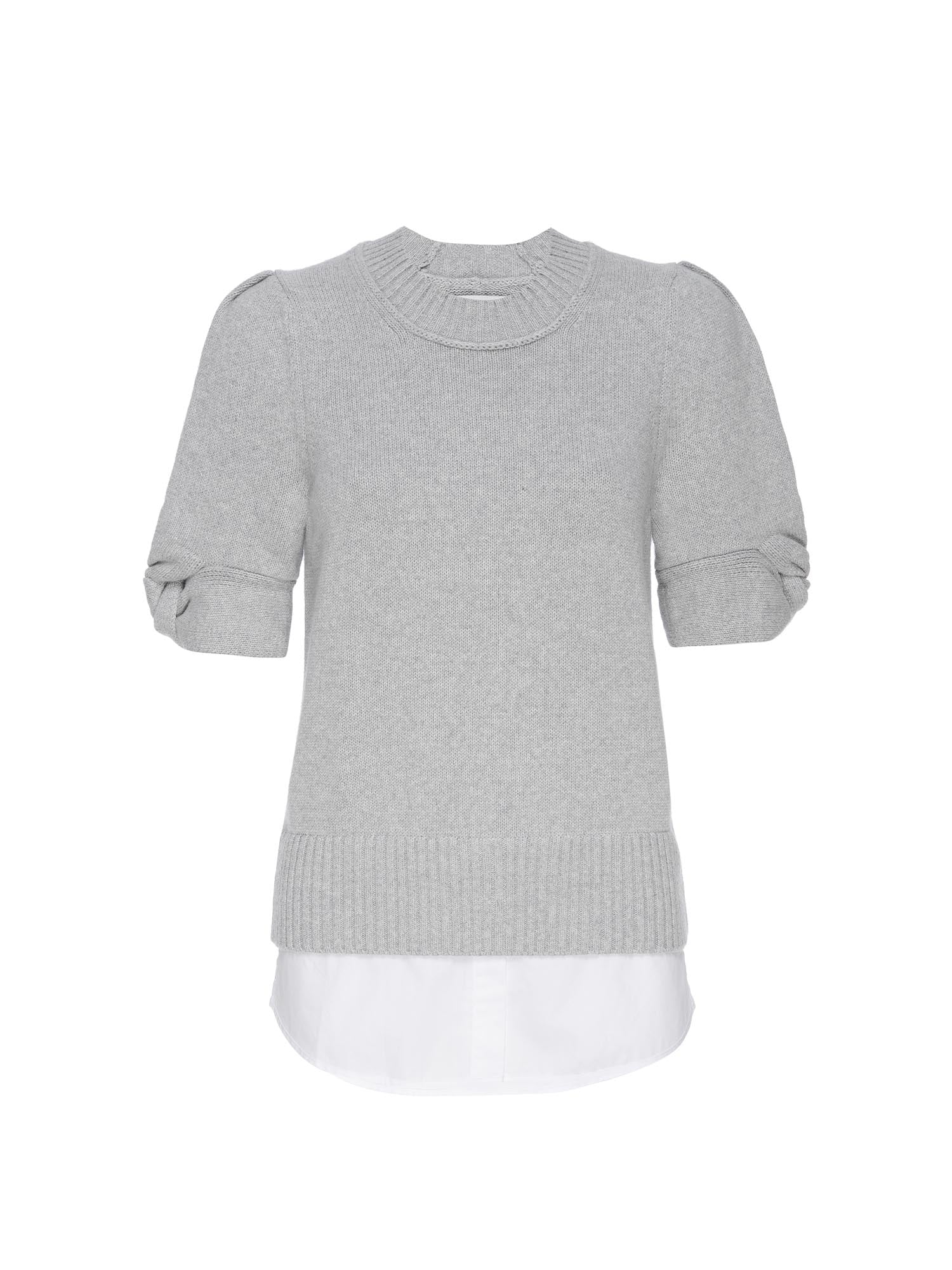 Emme layered knot sleeve crewneck grey sweater flat view