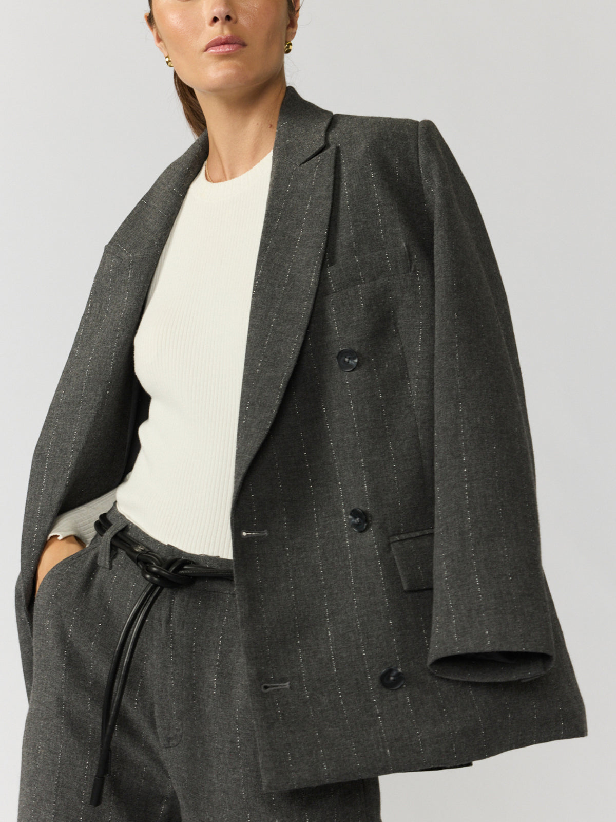 The Everly Blazer in Flannel Metallic