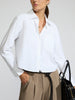 Women's Everyday cropped button-up shirt in Salt white