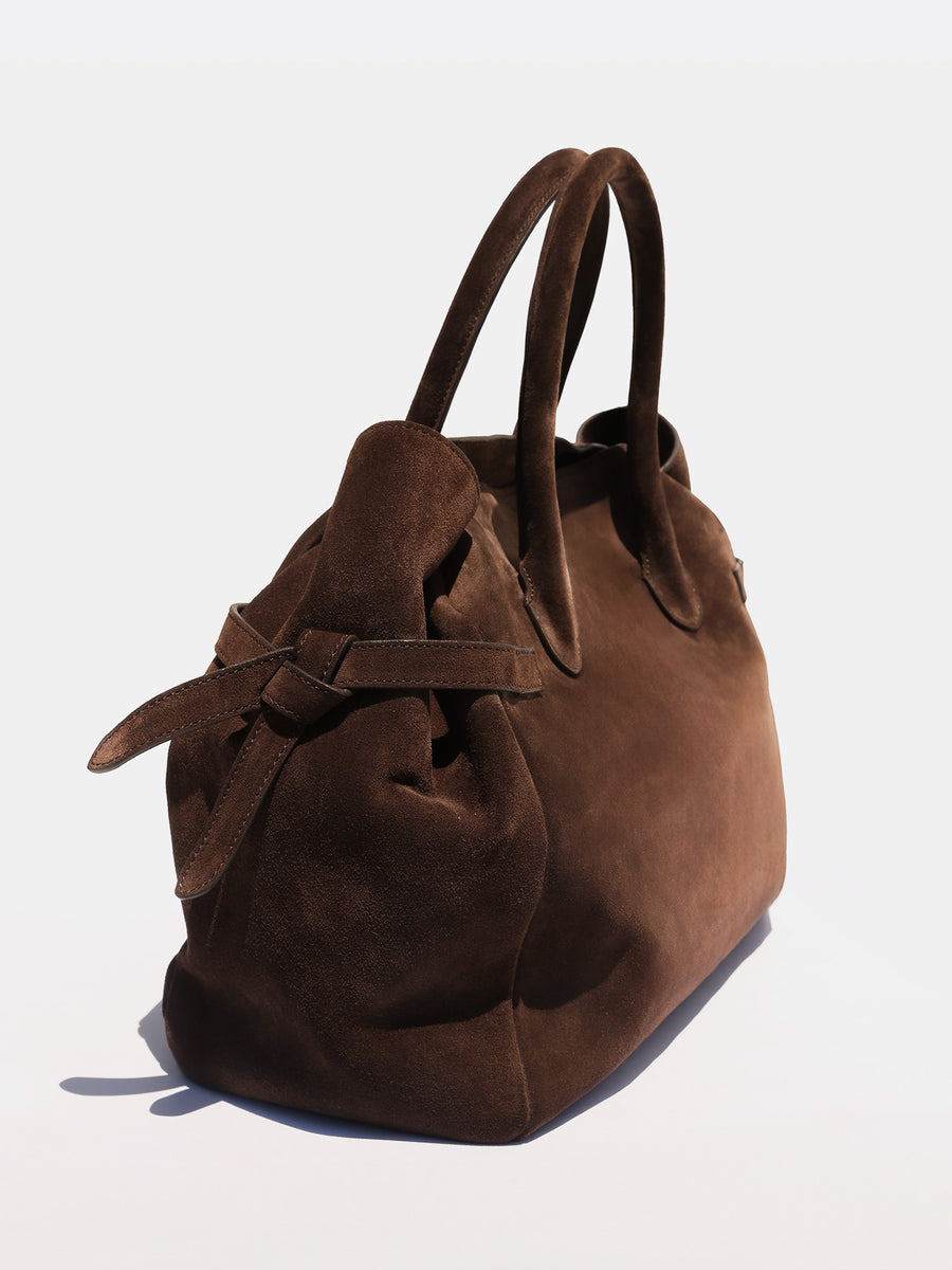 brown suede tote bag