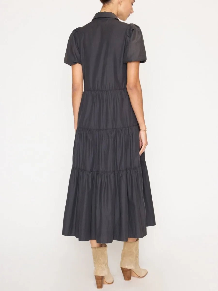 Havana tiered midi dress black back view