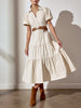 Havana tiered midi beige dress belted view