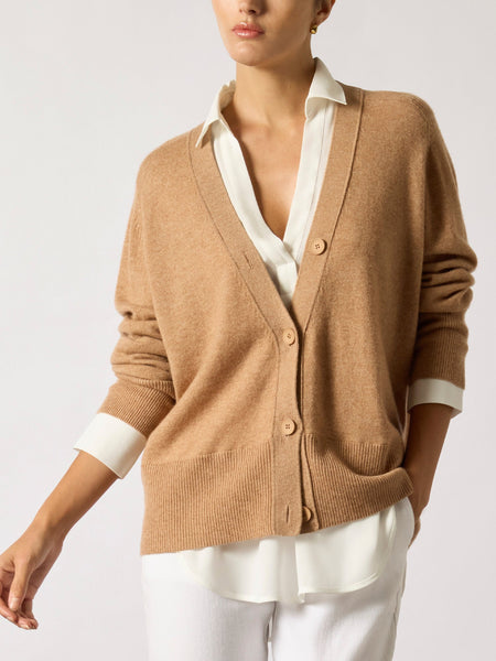 Women's Callie Layered Looker Cardigan in Camel Mélange